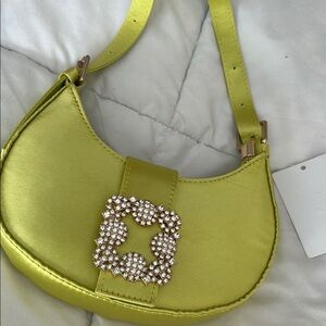 J Brand Green Shoulder Bag with Crystal Detail